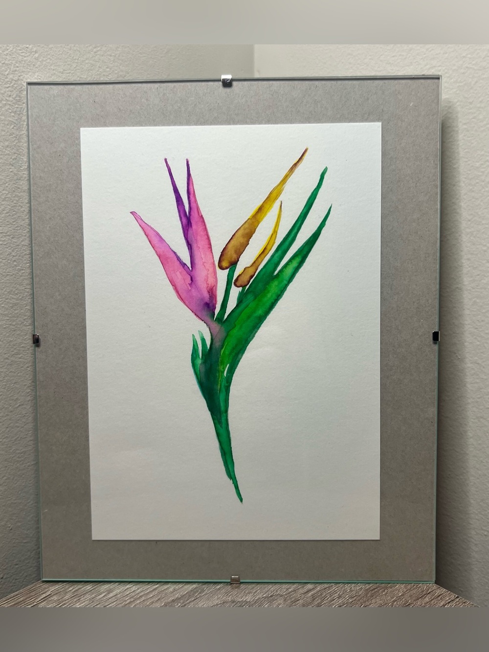 Watercolor botanical in a clear 10x8 frame